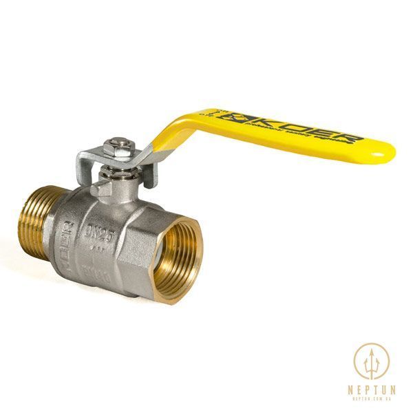 Кран кульовий KOER KR.215.G - 1" FM ГШВ YELLOW, ручка "важіль" жовта (KR0124) KR0124 фото
