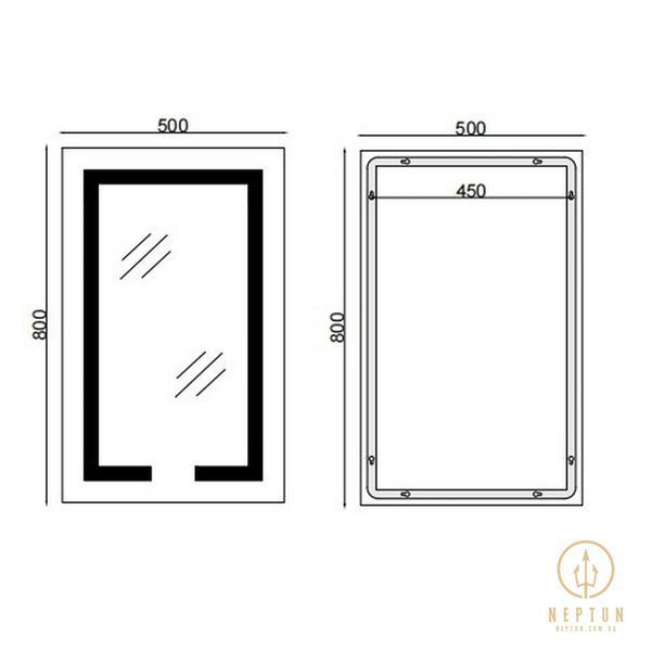 Зеркало Mixxus HARD MR06-50x80-CASE с Led Touch, Anti-fog, димером, регулятором яркости, часами (MI6657) MI6657 фото