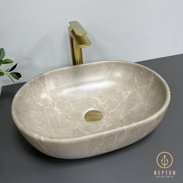 Умывальник (раковина) VBI MODENA S BEIGE STONE MATT накладной VBI-012003 фото