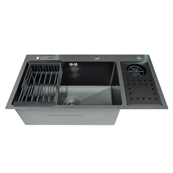 Мийка Zerix ZH8245-SET-08 Micro Decor Graphite з нержавіючої сталі (колір графіт) (ZM5594) ZM5594 фото
