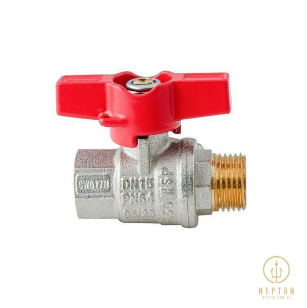 Кран кульовий ГШМ Koer Extreme KE.218-15 - 1/2" FM ручка "метелик" червона (KR5759) KR5759 фото