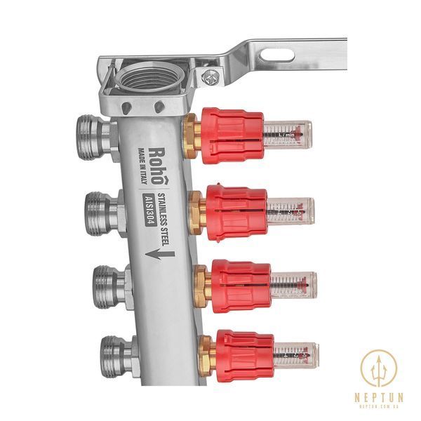 Колектор Roho R804-08 - 1"х 8 вих. з витратомірами та термостатичними клапанами (RO0040) RO0040 фото