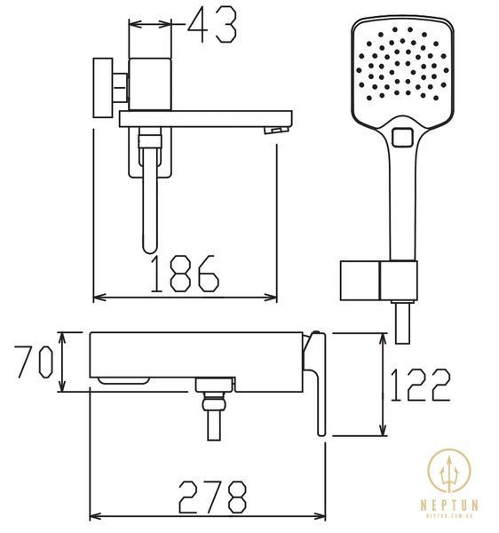Змішувач для ванни з коротким виливом KOER KB-41009-04 (Колір хром+білий) (KR5985) KR5985 фото