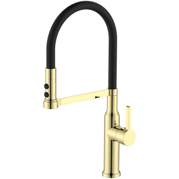 Змішувач для кухні MIXXUS PREMIUM PULL 017 BRUSHED GOLD REFL.BLACK (Кол.мат.зол.+сил.вил.чор.) (MI8280) MI8280 фото