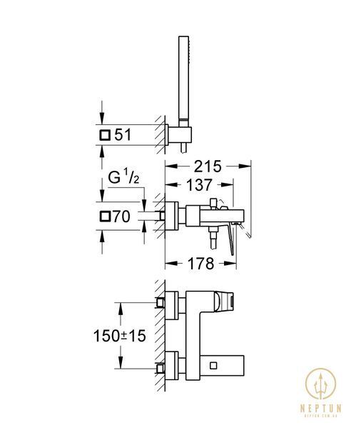 Змішувач для ванни Grohe Eurocube (23141000) 23141000 фото