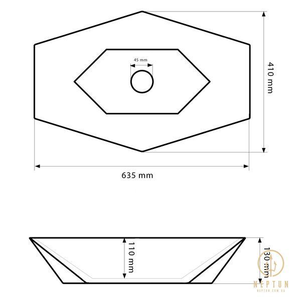 Умывальник (раковина) VBI VENEZIA MARBLE BLACK GLOSSY накладной VBI-012405 фото