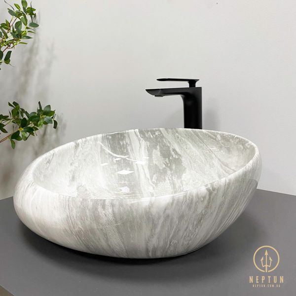 Умывальник (раковина) VBI RICCIA LIGHT STONE GLOSSY накладной VBI-017202 фото