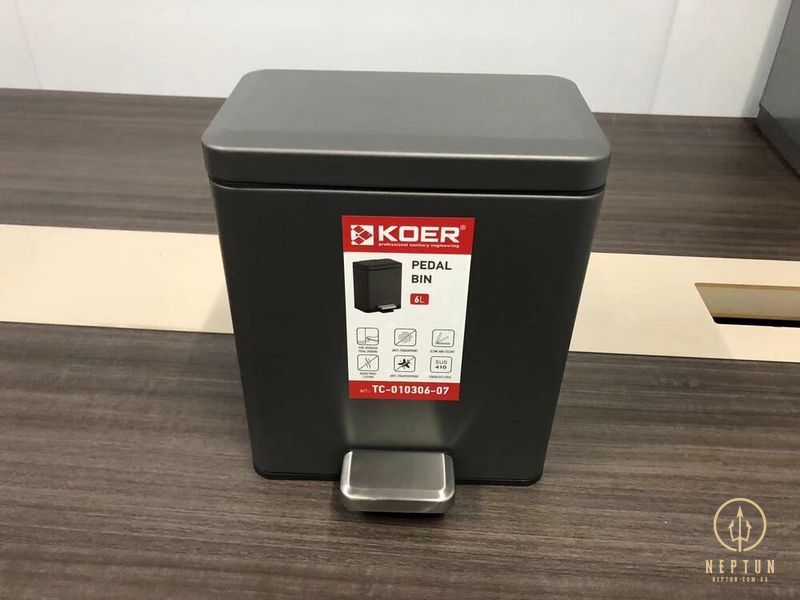 Koer TC-010306-07 6 л Відро для сміття з плавним закриттям прямокутне (KR5602) KR5602 фото