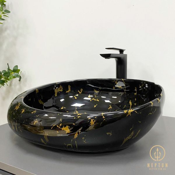 Умивальник накладний VBI RICCIA BLACK MARMO GLOSSY (VBI-017201) VBI-017201 фото