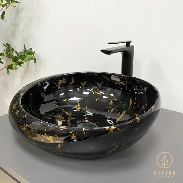 Умивальник накладний VBI RICCIA BLACK MARMO GLOSSY (VBI-017201) VBI-017201 фото