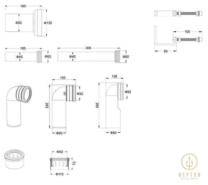 Установка для подвесного унитаза Koer KT-0403 500x165x820mm без панели смыва (KR5313) KR5313 фото