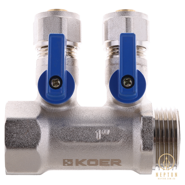 Колектор з кульовими кранами і фітингом Koer KR.1126-2 1"x2 ways (KR2838) KR2838 фото