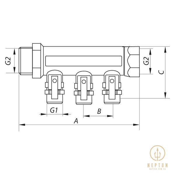 Колектор з кульовими кранами і фітингом Koer KR.1125-3 3/4"x3 ways (KR2836) KR2836 фото