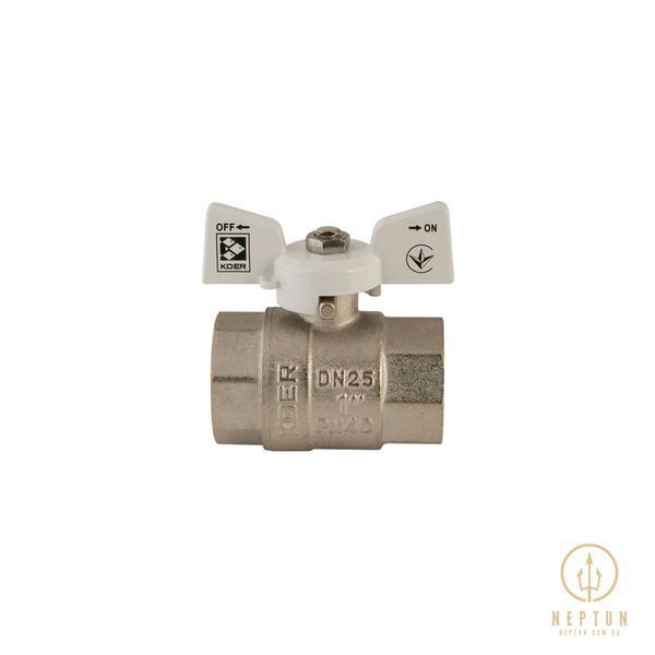 Кран кульовий 1 БГГ Вода Koer KR.217.W Білий метелик (KR0180) KR0180 фото