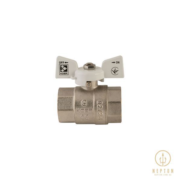 Кран кульовий 1 БГГ Вода Koer KR.217.W Білий метелик (KR0180) KR0180 фото