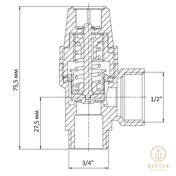 Клапан запобіжний ВЗ 1/2"х3/4" Koer KR.1261 (6 бар) (KR3108) KR3108 фото