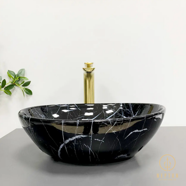 Умывальник (раковина) VBI PARMA BLACK STONE GLOSSY накладной VBI-011014 фото