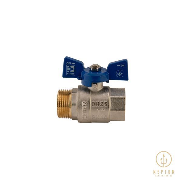 Кран кульовий 1 БГШ Вода Koer KR.218.B Синій метелик (KR2721) KR2721 фото