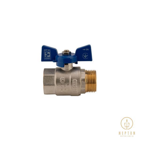 Кран кульовий 1 БГШ Вода Koer KR.218.B Синій метелик (KR2721) KR2721 фото