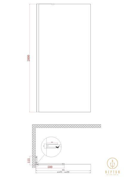 Душевая перегородка Koer SR SP02-100x200-TR-01 Walk-In прозрачное стекло Easy Clean 8мм, хром (KR5395) KR5395 фото