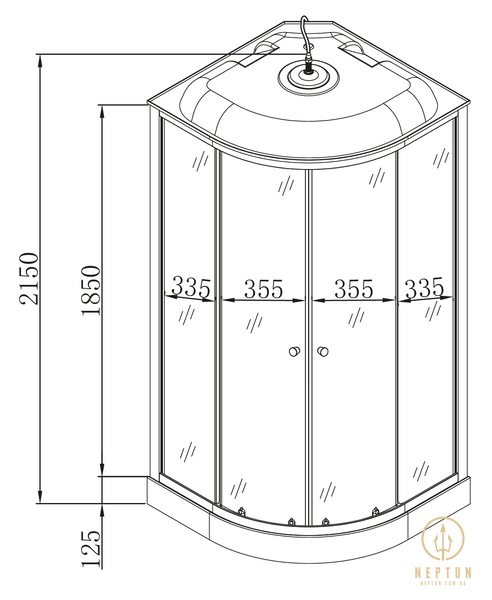 Бокс душовий з гідромасажем Mixxus STRONG SBH02-90x90x215-FB SATIN низький піддон (MI6890) MI6890 фото