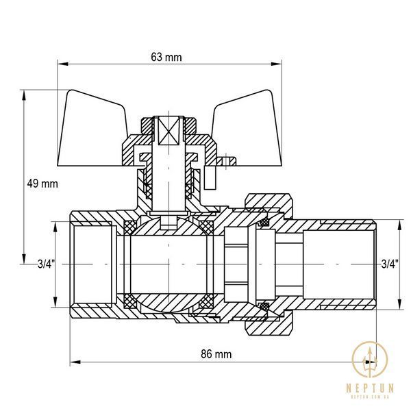 Кран з американкою 3/4" (Koer KR.227.W) білий (KR0097) KR0097 фото