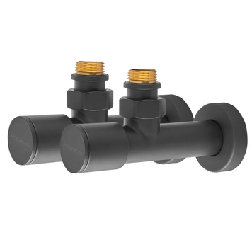 Комплект кранів для рушникосушки кутовий Koer KR.SET.535 BLACK - M1/2''xM1/2'' подовжений (KR5844) KR5844 фото