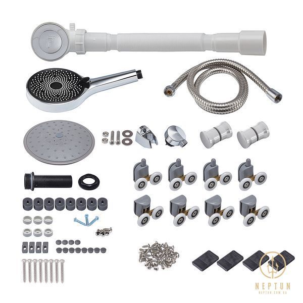 Бокс душовий без гідромасажу Mixxus STRONG SB02-90x90x215-FB SATIN з низьким піддоном (MI6886) MI6886 фото