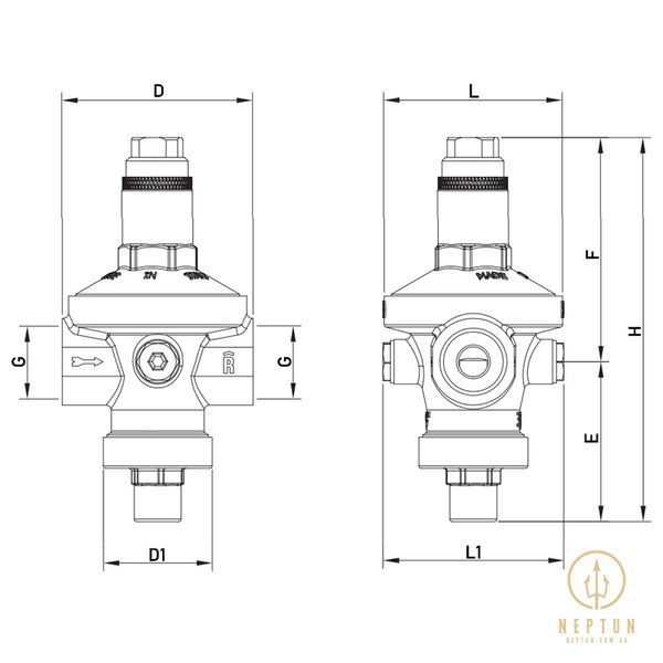 Редуктор тиску, мембранний PN16 (1-6 бар) Roho R1203-050 - 1/2" ВВ (RO0147) RO0147 фото