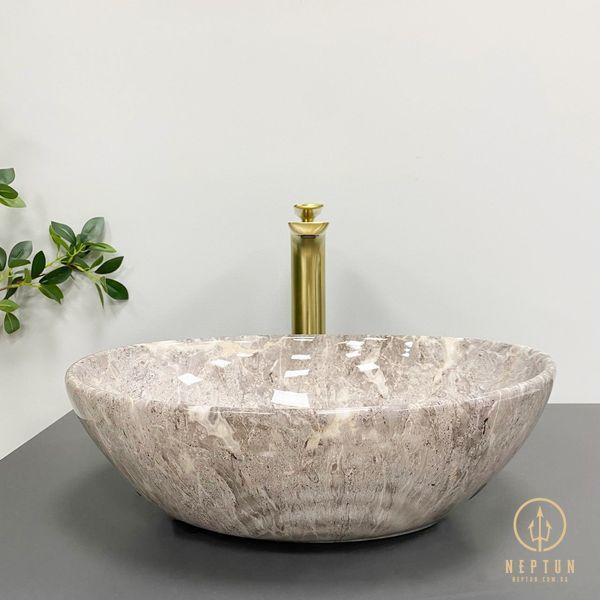 Умывальник (раковина) VBI PARMA GREY STONE GLOSSY накладной VBI-011018 фото