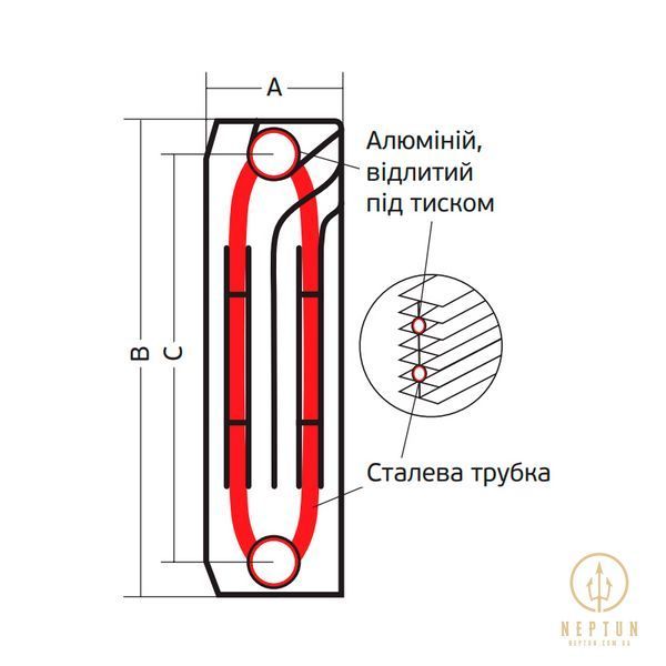Биметаллический радиатор Koer 100 Bimetal-500 Royal (KR4957) / Цена за 1 секцию KR4957 фото