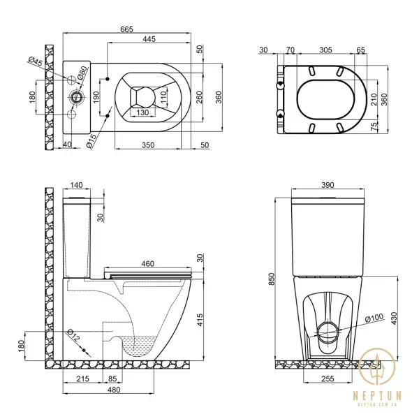 Унитаз-компакт Mixxus Premium ELLIPSE-0402-T1 660х390х855mm, система смыва TORNADO 1.0 (MP6592) MP6592 фото