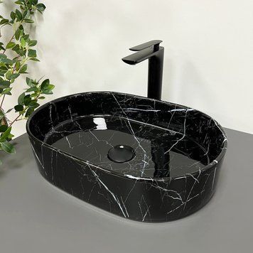 Умивальник накладний VBI VERONA 50 BLACK MARMO GLOSSY (VBI-011314) VBI-011314 фото