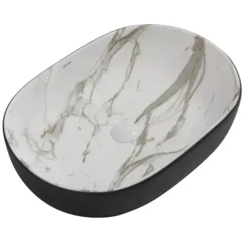 Умивальник накладний Mixxus Premium ELLIPSE-0105 MARBLE-BLACK 600х400х150mm (MP6565) MP6565 фото