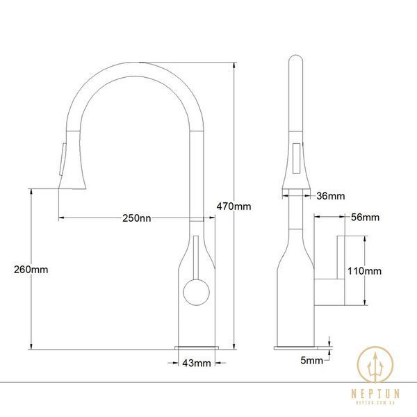 Змішувач для кухні з висувним виливом MIXXUS PREMIUM SUMMER 014 GRAPHITE (Колір графіт) (MI8282) MI8282 фото