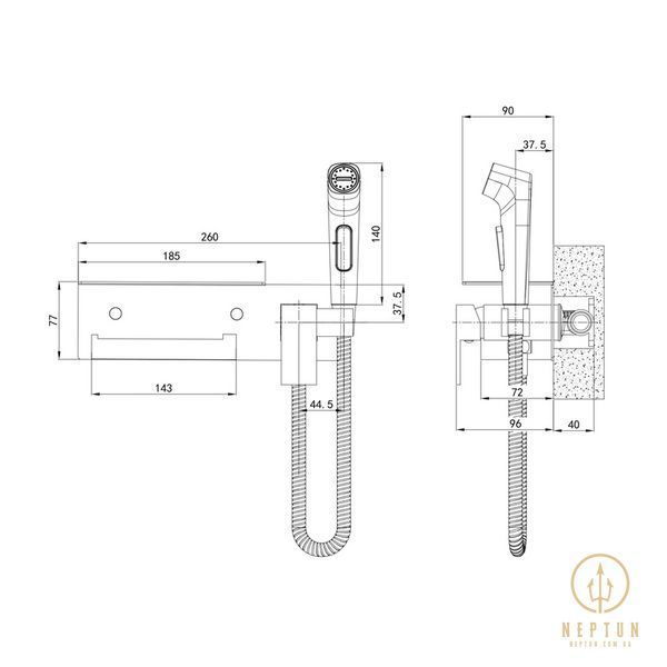Змішувач для гігієнічного душу Mixxus Premium MARK 069 з тримачем для туалетного паперу (MI6786) MI6786 фото