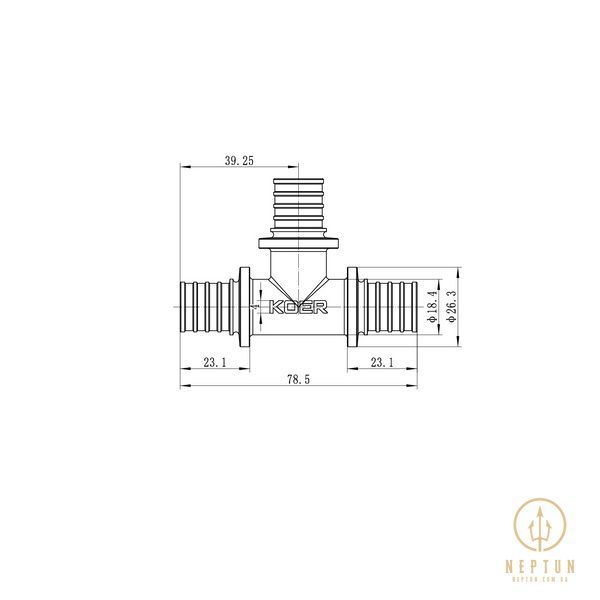Трійник рівнопрохідний Koer KA.T20 - 20(2.8mm) x 20(2.8mm) x 20(2.8mm) (KR4885) KR4885 фото