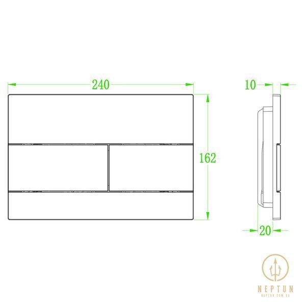 Панель смыва Koer KT-0603-05 240x160x10mm пластиковая, линейная кнопка (KR5320) KR5320 фото