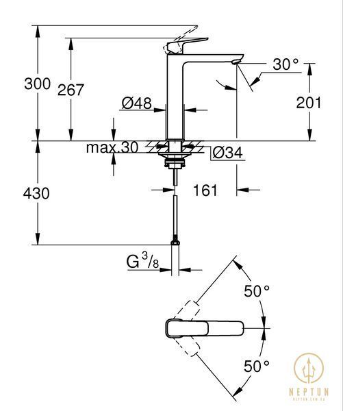 Одноважільний змішувач для раковини XL-розміру Grohe Cubeo (1017292430) 1017292430 фото