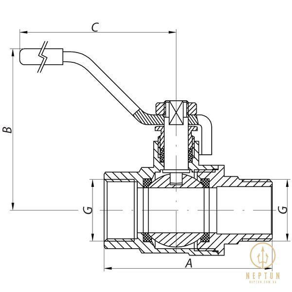 Кран кульовий KOER KR.515.PR.GAS - 2" FM ГШВ YELLOW, ручка "важіль" жовта (KR0065) KR0065 фото