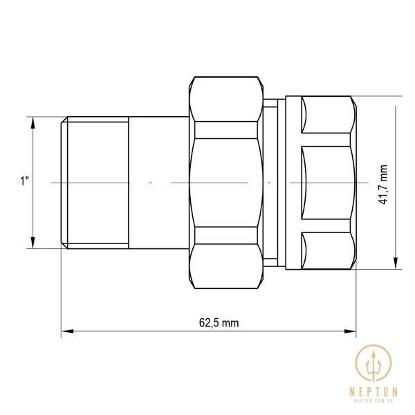 Згін американка 1 "прямий Koer KR.341 (KR0133) KR0133 фото