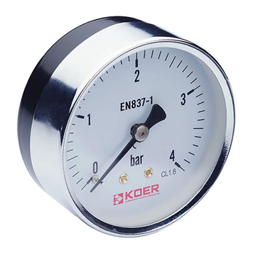 Манометр аксіальний (KOER KM.611A) (0-4 bar), D 63мм, 1/4''-1/2'' (KR0210) KR0210 фото