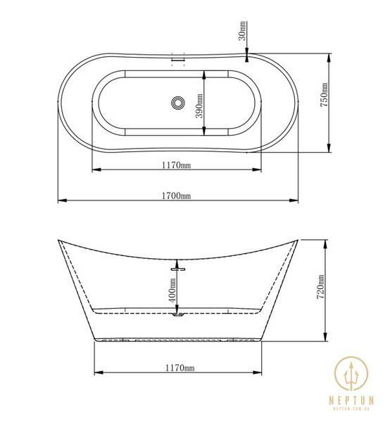 Ванна VBI MARMOLADA BLACK 170 x 75 окремостояча (VBI-070317) VBI-070317 фото