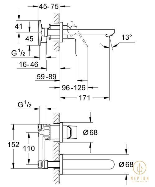 Змішувач для раковини прихованого монтажу Grohe BauLoop (20289000) 20289000 фото