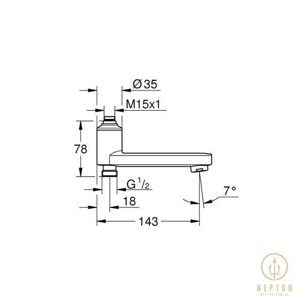 Вилив із вбудованим перемикачем Grohe QuickFix 13450000 CV033394 фото