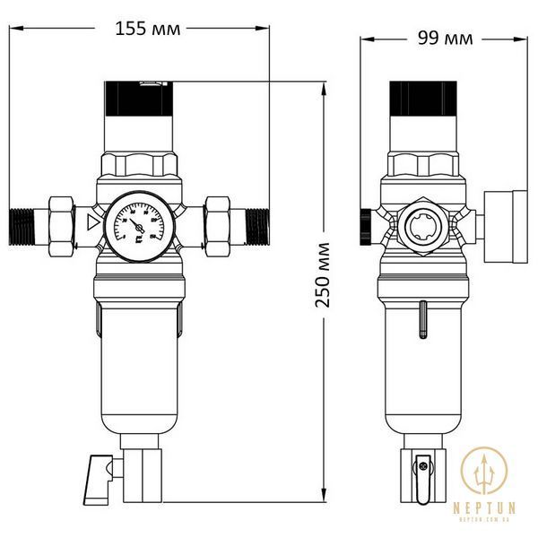 Фільтр самоочисний з редуктором тиску та манометром Koer KR.1242 - 1" (KR3186) KR3186 фото