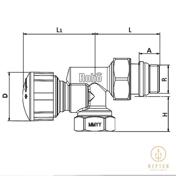Кран радіаторний Roho 1/2"- M30x1,5 осьовий з ручкою термостатичний R5171-050 (АНТИПРОТІКАННЯ) (RO0127) RO0127 фото