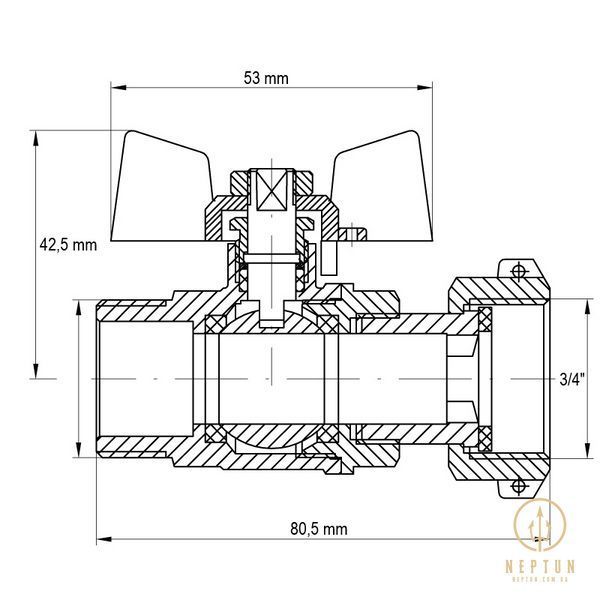 Кран з накидною гайкою 3/4" ГШМ газ Koer KR.220.G (KR0167) KR0167 фото
