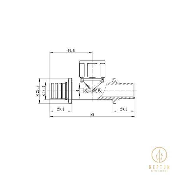 Трійник перехідний з ВР Koer KA.T20-06F-20 - 20(2.8mm) x 1/2"F x 20(2.8mm) (KR4895) KR4895 фото