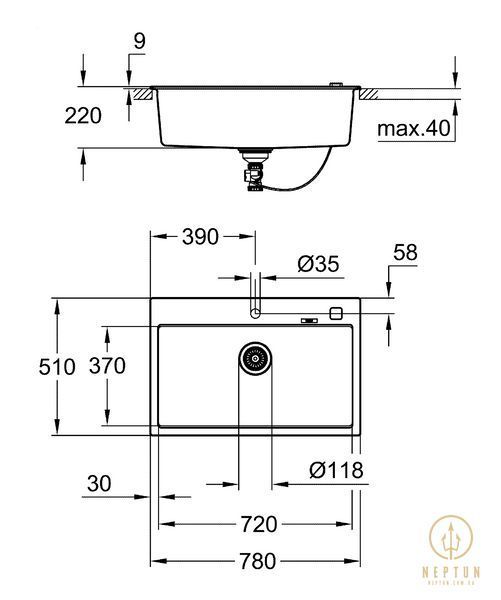 Композитна мийка для кухні Grohe K700 (31652AP0) 31652AP0 фото